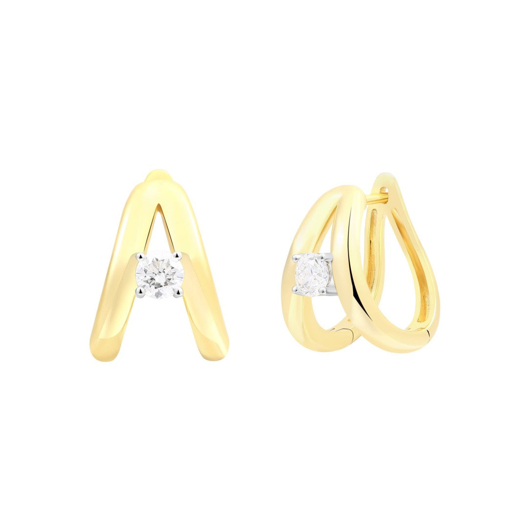 925 Sterling Silver Round Lab Grown Diamond Hoop Earrings-0.764ctw