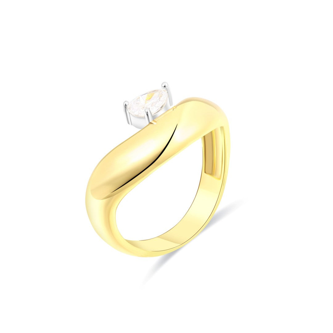 925 Sterling Silver Pear Cut Lab Grown Diamond Solitaire Ring-0.339ctw