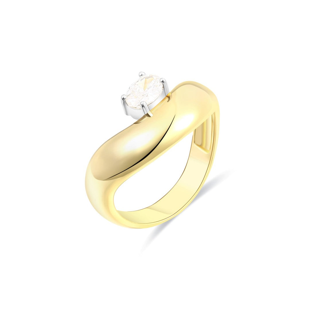 925 Sterling Silver Oval Cut Lab Grown Diamond Solitaire Ring-0.39ctw
