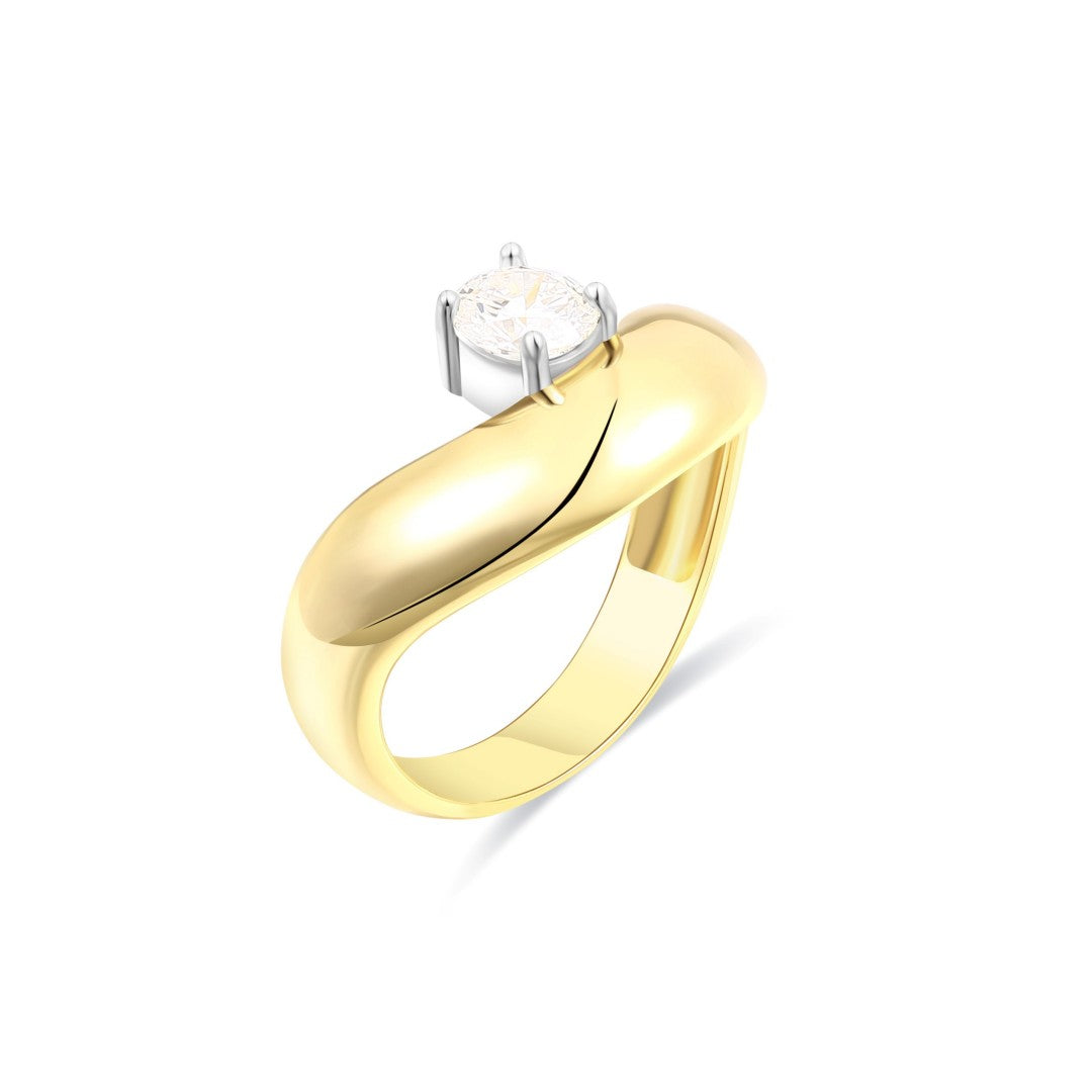 925 Sterling Silver Round Lab Grown Diamond Solitaire Ring-0.516ctw