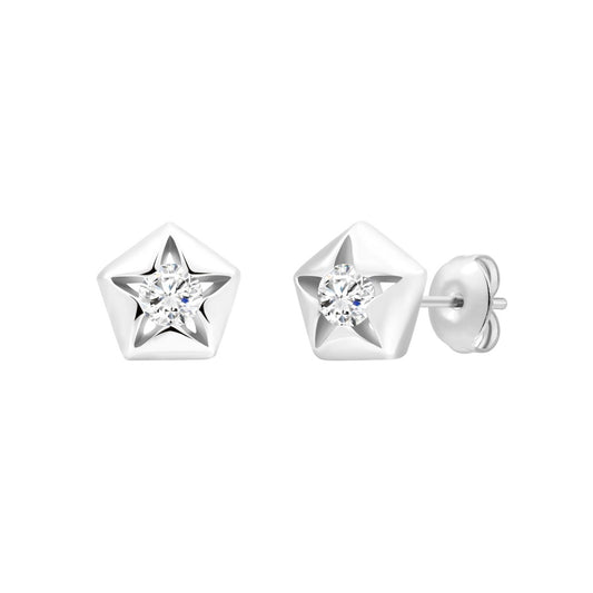925 Sterling Silver Round Lab Grown Diamond Earrings-0.245ctw