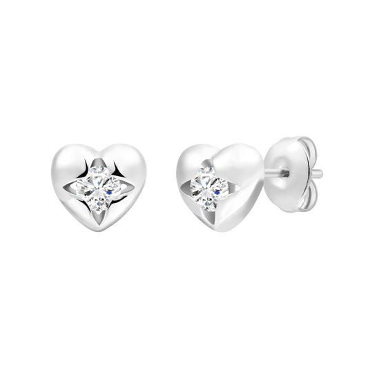 925 Sterling Silver Round Lab Grown Diamond Earrings-0.245ctw