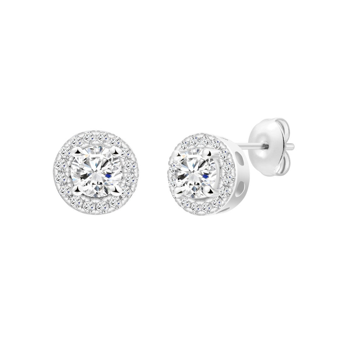 925 Sterling Silver Round Lab Grown Diamond Earrings-0.636ctw