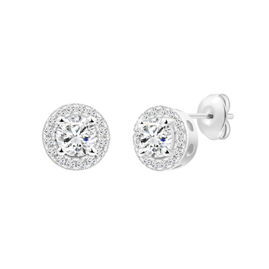 925 Sterling Silver Round Lab Grown Diamond Earrings-0.636ctw