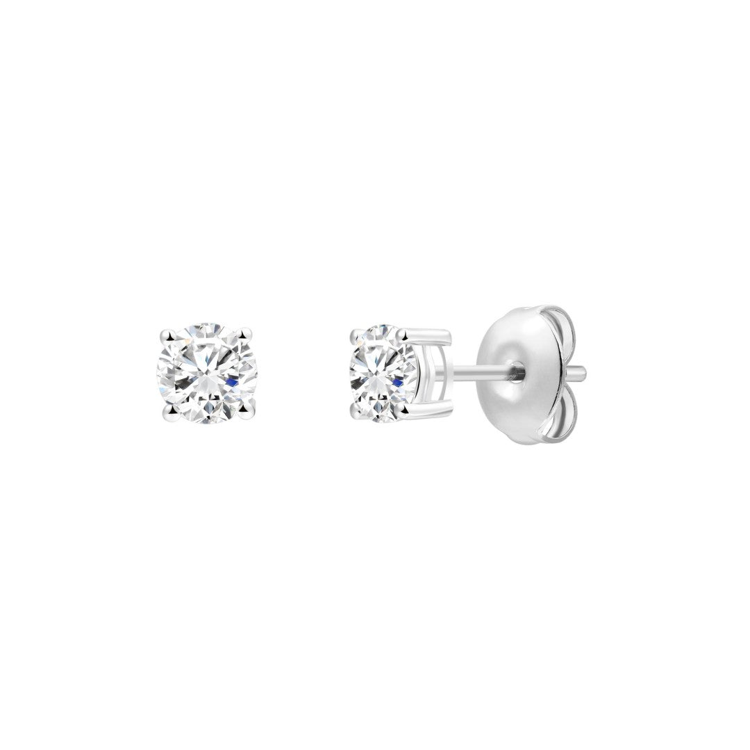 925 Sterling Silver Lab Grown Diamond Four-Prong Solitaire Earring Studs - 0.30ctw