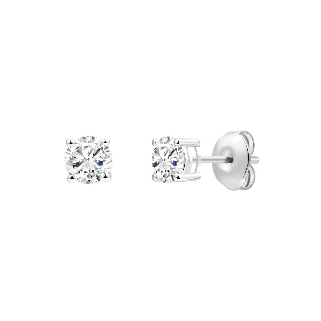925 Sterling Silver Lab Grown Diamond Four-Prong Solitaire Earring Studs - 0.46ctw