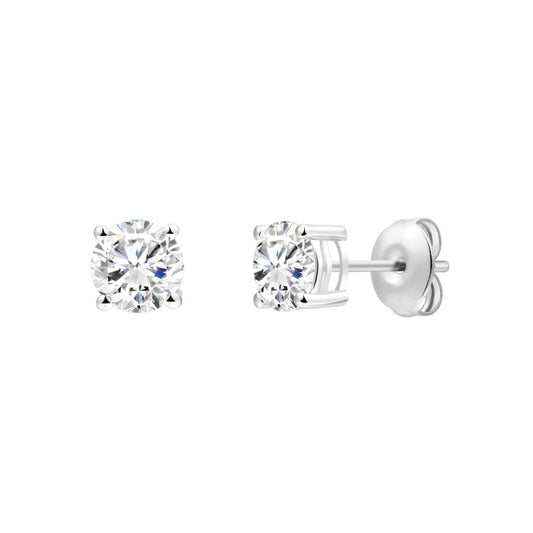 925 Sterling Silver Lab Grown Diamond Four-Prong Solitaire Earring Studs - 0.71ctw