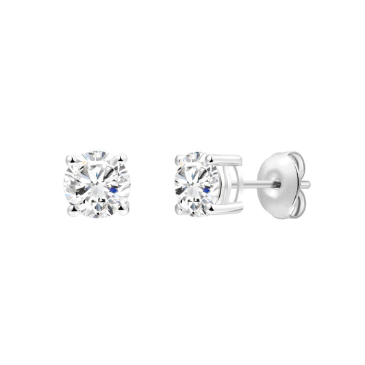 925 Sterling Silver Lab Grown Diamond Four-Prong Solitaire Earring Studs - 0.8ctw