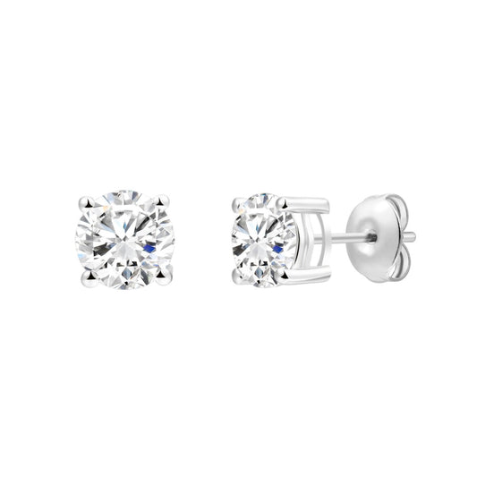 925 Sterling Silver Lab Grown Diamond Four-Prong Solitaire Earring Studs - 1.38ctw