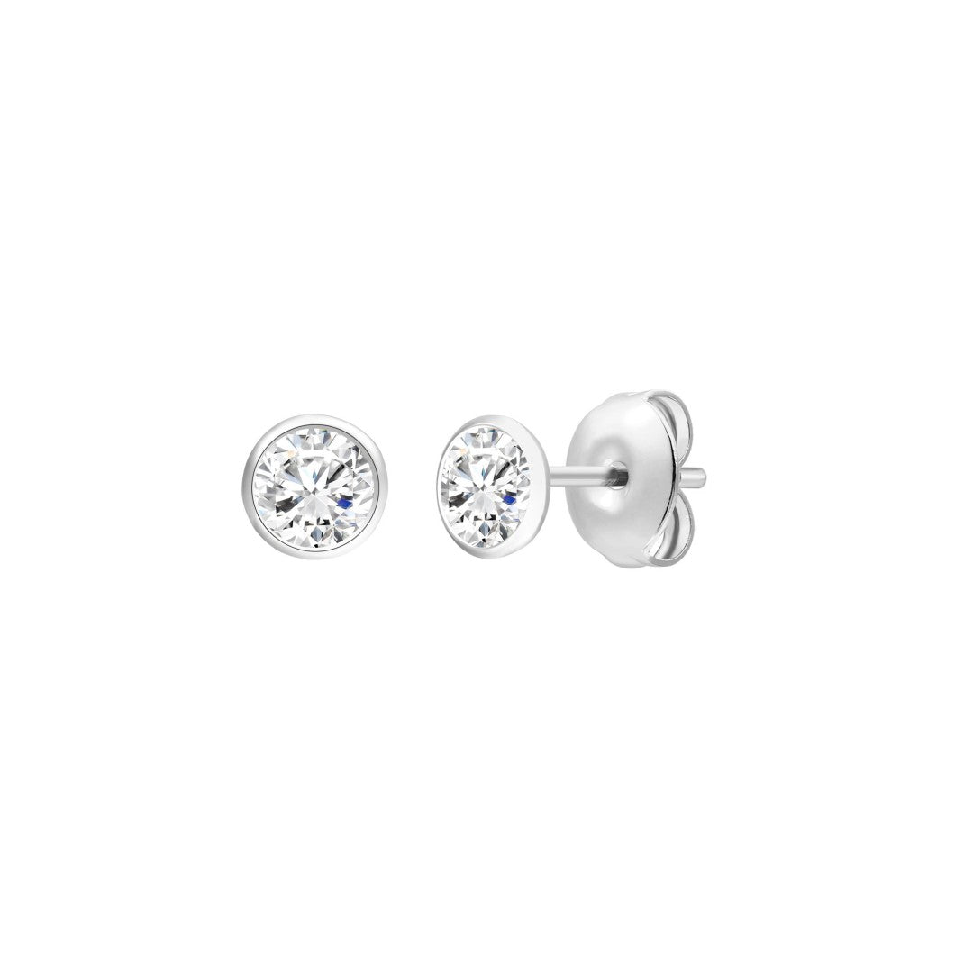 925 Sterling Silver Lab Grown Diamond Bezel Earring Studs - 0.295ctw