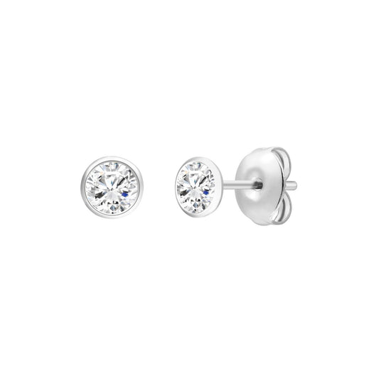 925 Sterling Silver Lab Grown Diamond Bezel Earring Studs - 0.43ctw