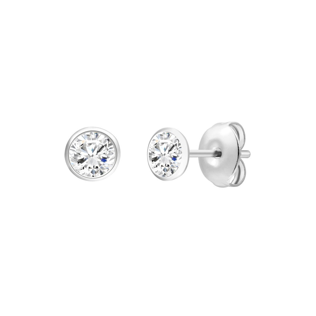 925 Sterling Silver Lab Grown Diamond Bezel Earring Studs - 0.57ctw