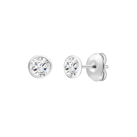 925 Sterling Silver Lab Grown Diamond Bezel Earring Studs - 0.57ctw