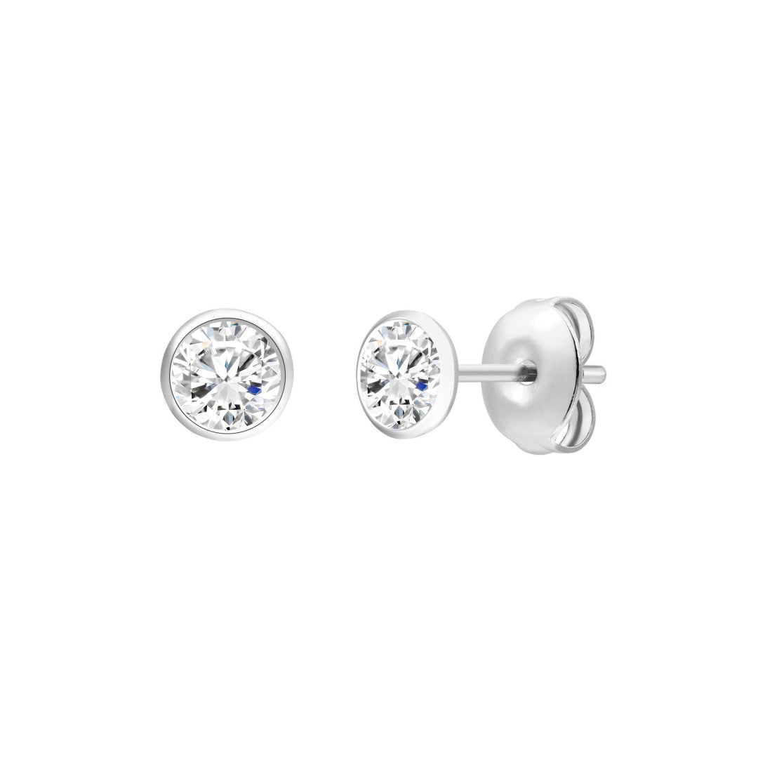 925 Sterling Silver Lab Grown Diamond Bezel Earring Studs - 0.69ctw