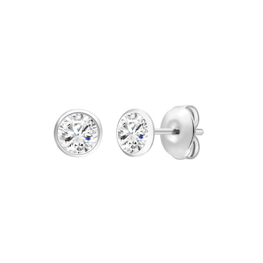 925 Sterling Silver Lab Grown Diamond Bezel Earring Studs - 0.81ctw
