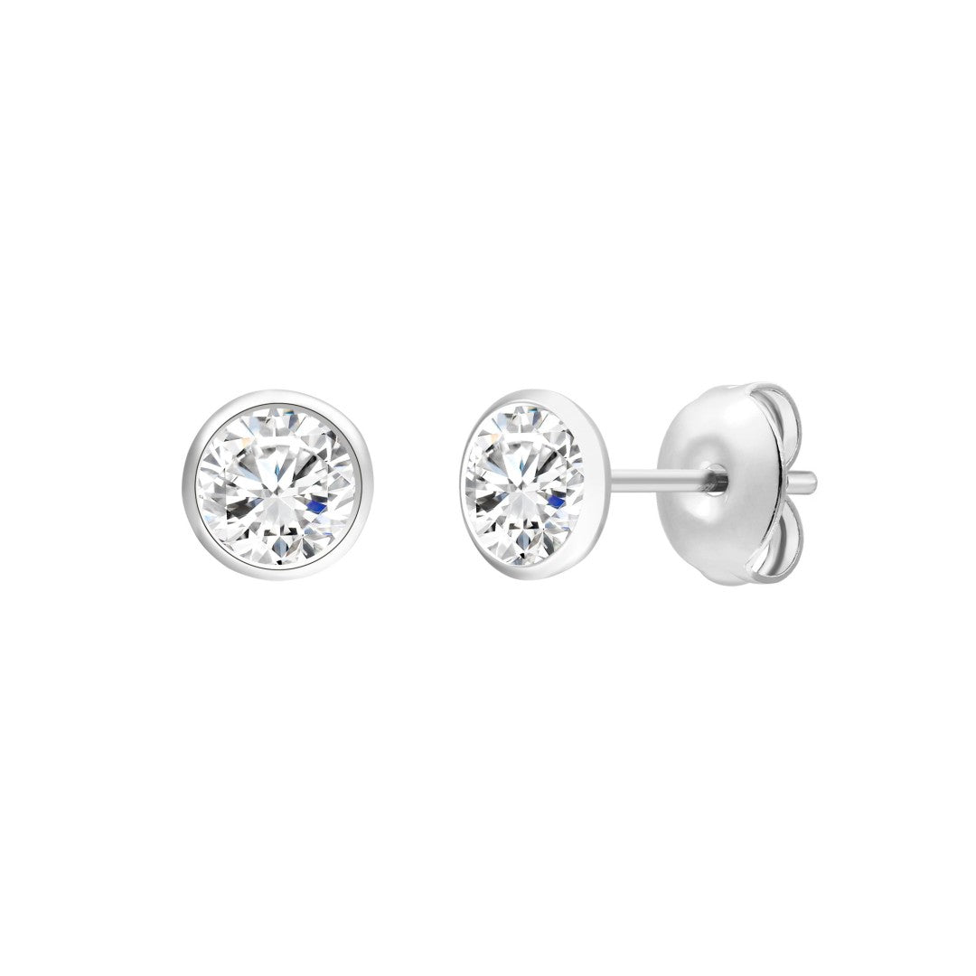 925 Sterling Silver Lab Grown Diamond Bezel Earring Studs - 0.86ctw