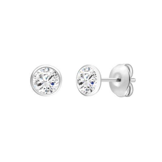925 Sterling Silver Lab Grown Diamond Bezel Earring Studs - 0.86ctw