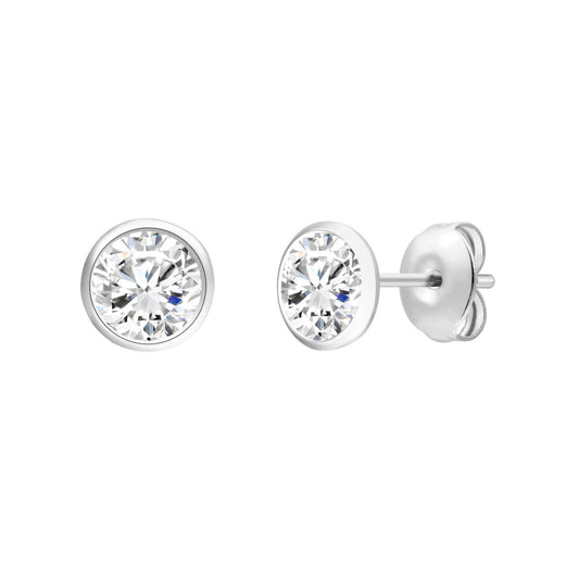 925 Sterling Silver Lab Grown Diamond Bezel Earring Studs - 1.41ctw