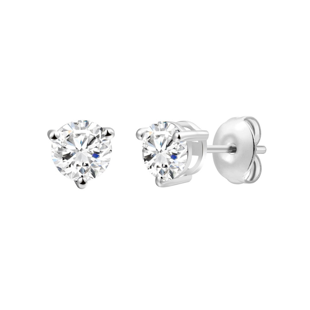 925 Sterling Silver Lab Grown Diamond Martini Earring Studs - 0.78ctw