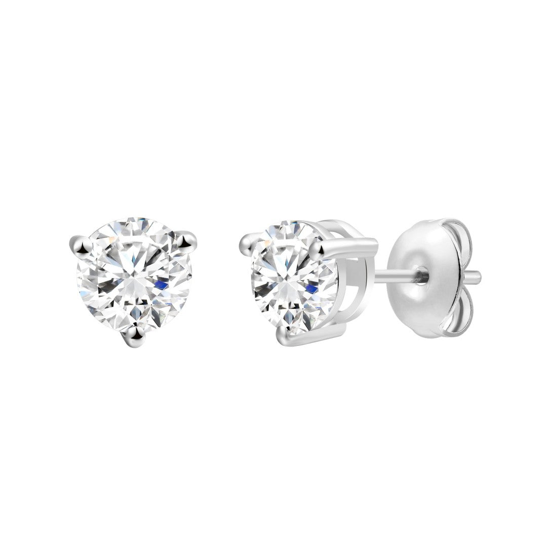 925 Sterling Silver Lab Grown Diamond Martini Earring Studs - 0.849ctw