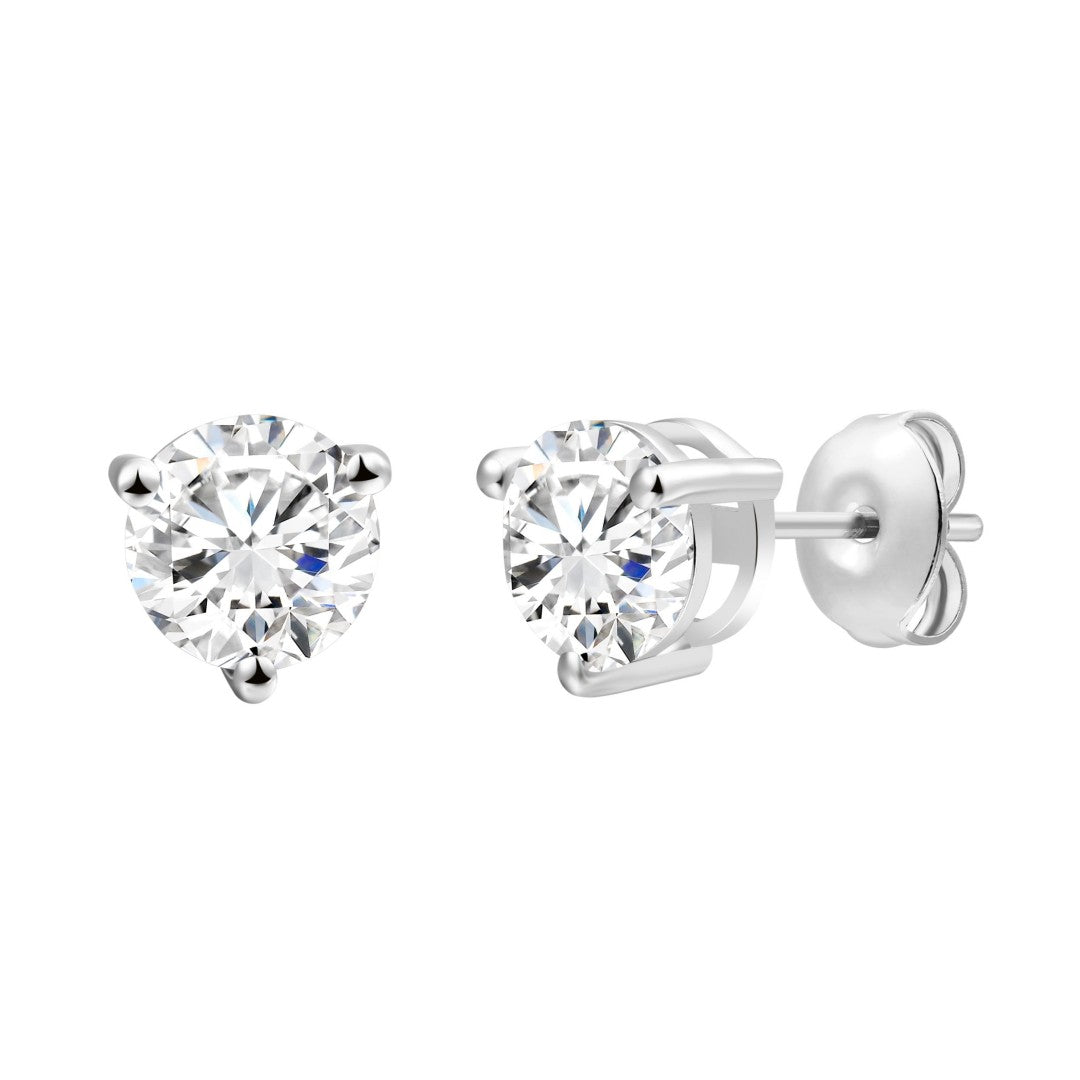 925 Sterling Silver Lab Grown Diamond Martini Earring Studs - 1.44ctw