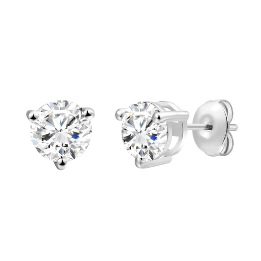925 Sterling Silver Lab Grown Diamond Martini Earring Studs - 1.44ctw