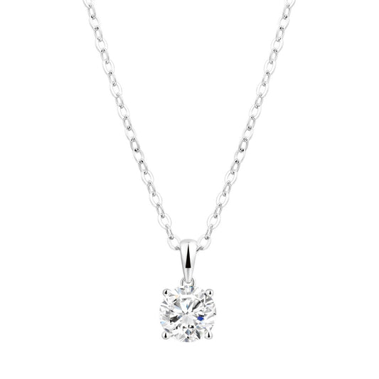 925 Sterling Silver Lab Grown Diamond Solitaire Pendant -1.01ct