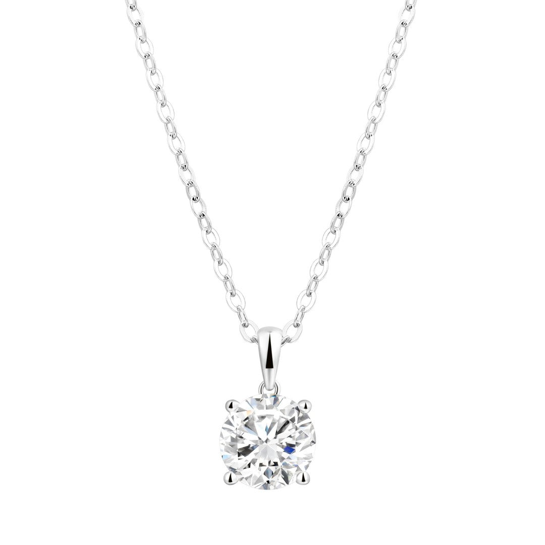 925 Sterling Silver Lab Grown Diamond Solitaire Pendant -1.69ct