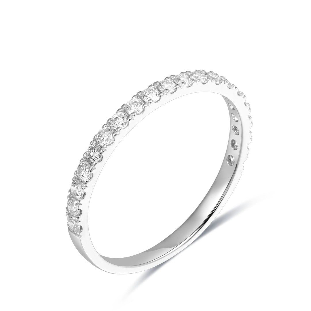 925 Sterling Silver Lab Grown Diamond Pave Band-0.39ctw