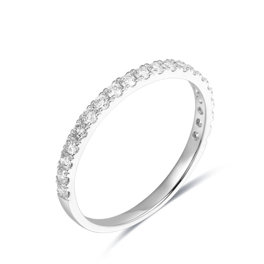 925 Sterling Silver Lab Grown Diamond Pave Band-0.39ctw