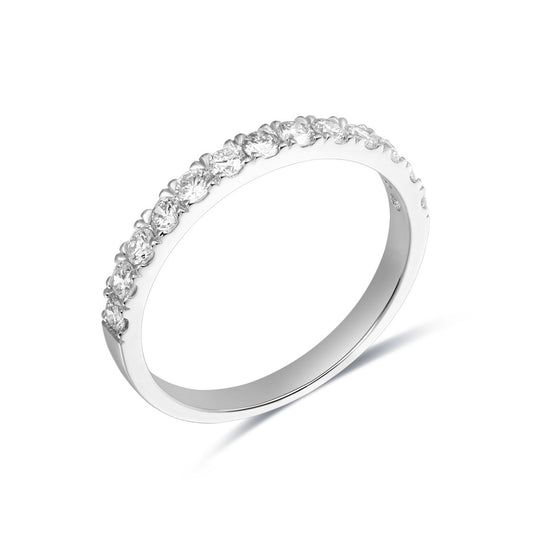 925 Sterling Silver Lab Grown Diamond Pave Band-0.52ctw