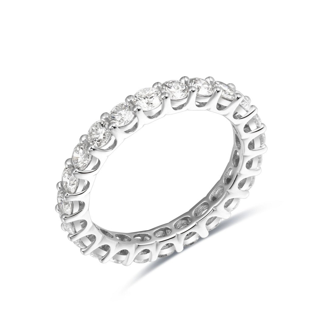 925 Sterling Silver Lab Grown Diamond Round Eternity Band-2.05ctw