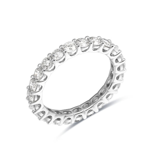 925 Sterling Silver Lab Grown Diamond Round Eternity Band-2.05ctw