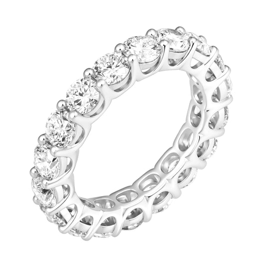 925 Sterling Silver Lab Grown Diamond Round Eternity Band-4.08ctw