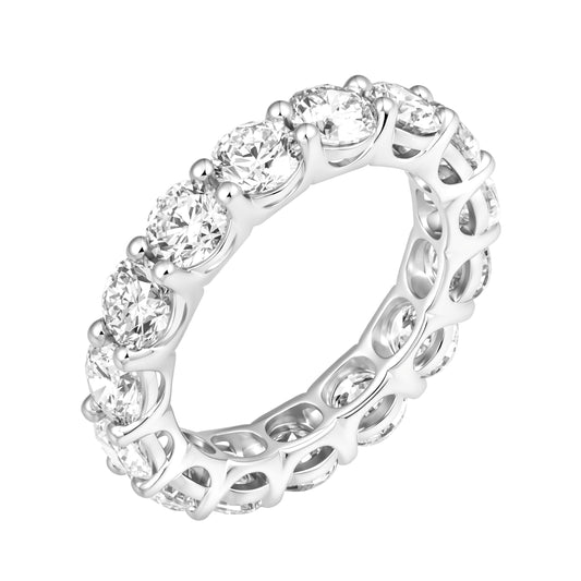925 Sterling Silver Lab Grown Diamond Round Eternity Band-5.16ctw
