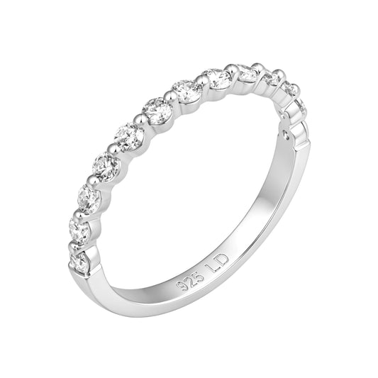 925 Sterling SilverLab Grown Diamond Single Shared Prong Halfway Band-0.515ctw
