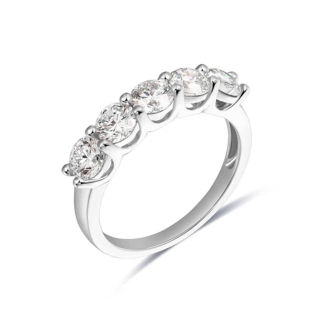 925 Sterling Silver Lab Grown Diamond Five Stone Band-1.63ctw