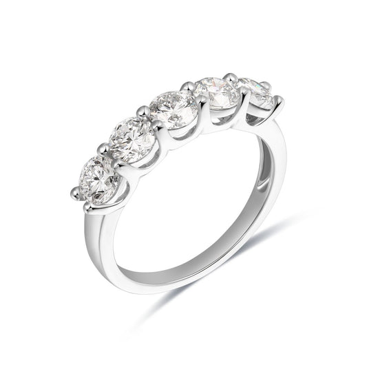 925 Sterling Silver Lab Grown Diamond Five Stone Band-1.63ctw