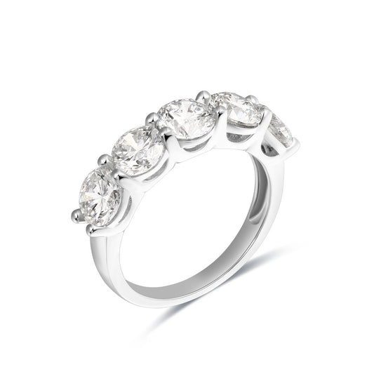 925 Sterling Silver Lab Grown Diamond Five Stone Band-3.36ctw