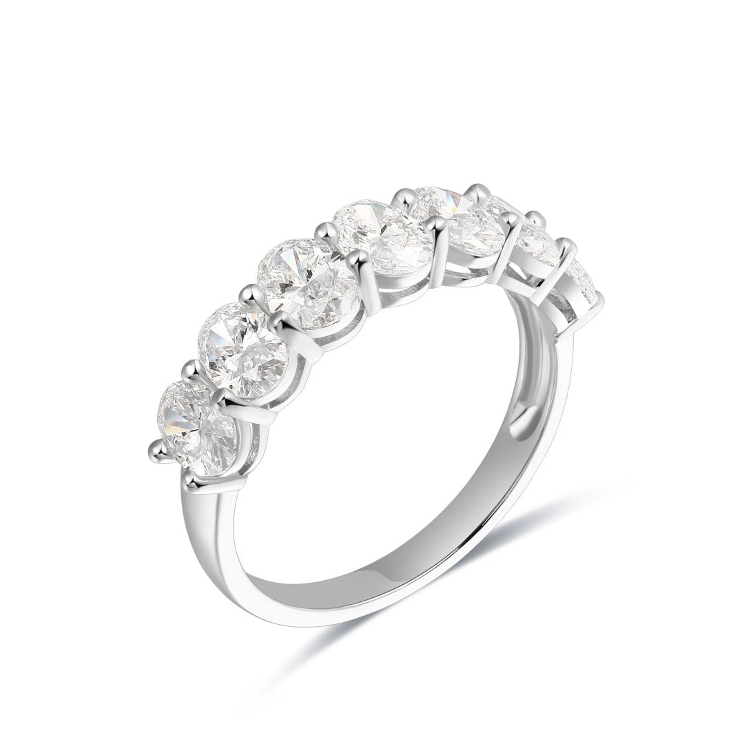925 Sterling Silver Lab Grown Diamond Oval Band-2.1ctw