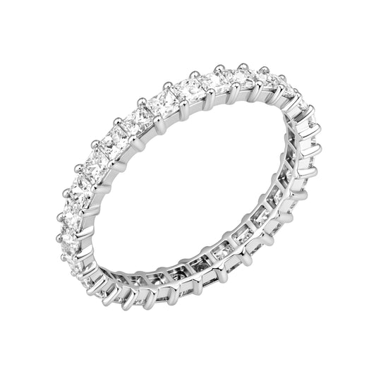 925 Sterling Silver Lab Grown Diamond Emerald Eternity Band-1.56ctw