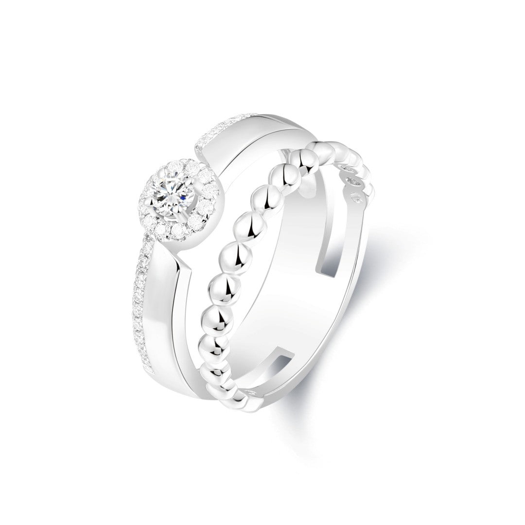 925 Sterling Silver Lab Grown Diamond Fashion Ring-0.287ctw