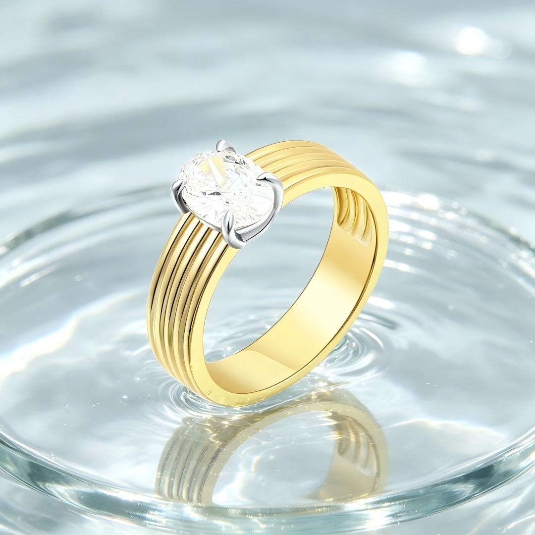925 Sterling Silver Oval Cut Lab Grown Diamond solitaire Ring-1.007ctw