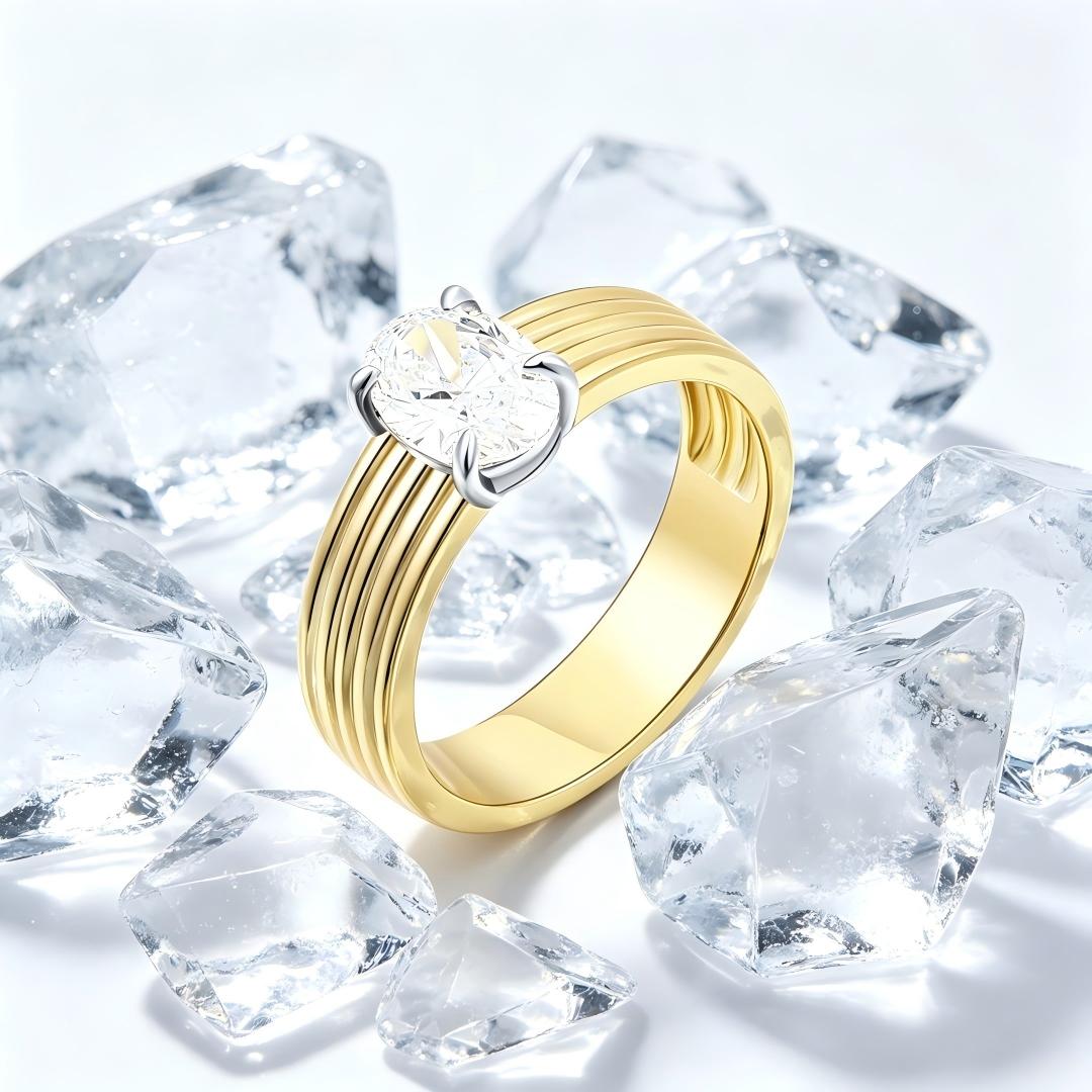 925 Sterling Silver Oval Cut Lab Grown Diamond solitaire Ring-1.007ctw