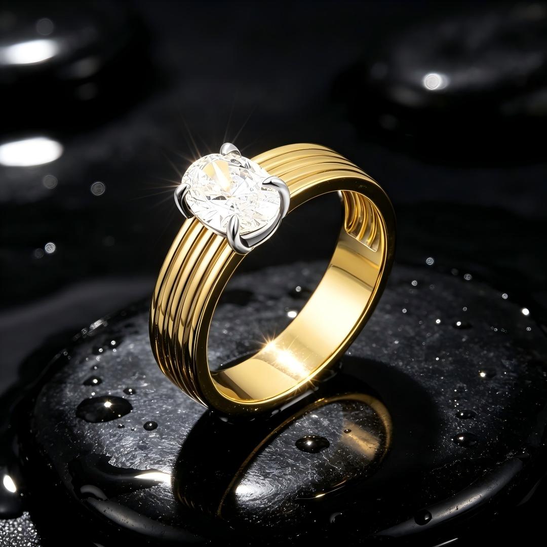 925 Sterling Silver Oval Cut Lab Grown Diamond solitaire Ring-1.007ctw